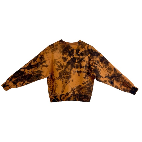 Cropped Cotton Sweatshirt, Streetwear, Acid Wash, Small, Tie Dye, Black, Shibori - Picture 4 of 11
